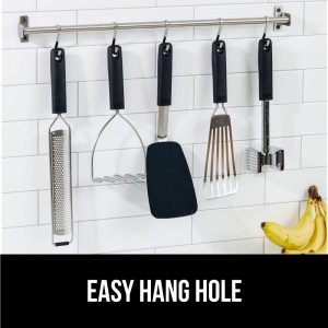 GORILLA GRIP Food Grade Flexible Silicone Spatula, Heat Resistant Head for Nonstick Frying Pan, Patented Soft Rubber Handle for Comfort, Non-Scratch Kitchen Turner, Flip Eggs Burgers, 11.6 in, Black