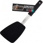 GORILLA GRIP Food Grade Flexible Silicone Spatula, Heat Resistant Head for Nonstick Frying Pan, Patented Soft Rubber Handle for Comfort, Non-Scratch Kitchen Turner, Flip Eggs Burgers, 11.6 in, Black