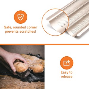 French Bread Kit - Baguette Pan for Baking, Silicone Baking Mat, Dough Cutter and Scraper, Bread Lame Cutter, & Bakers Couche Proofing Cloth - Nonstick Bread Pans for Homemade Bread Gift Set