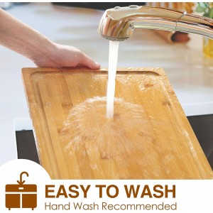 Extra Large Cutting Board, 17.6" Bamboo Cutting Boards for Kitchen with Juice Groove and Handles Kitchen Chopping Board for Meat Cheese board Heavy Duty Serving Tray, XL, Empune