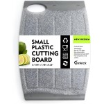 Small Plastic Cutting Board, 7.48" Mini Cutting Board for Small Kitchen Task, Non Slip Cutting Board, Unique Design with Multiple Juice Grooves! BPA Free, Dishwasher Safe, Easy Grip Handle (Grey)