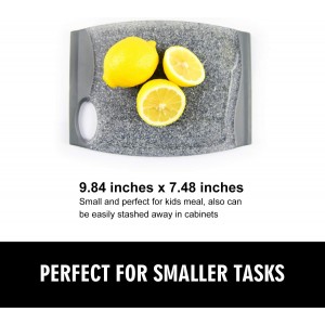 Small Plastic Cutting Board, 7.48" Mini Cutting Board for Small Kitchen Task, Non Slip Cutting Board, Unique Design with Multiple Juice Grooves! BPA Free, Dishwasher Safe, Easy Grip Handle (Grey)