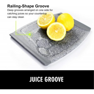 Small Plastic Cutting Board, 7.48" Mini Cutting Board for Small Kitchen Task, Non Slip Cutting Board, Unique Design with Multiple Juice Grooves! BPA Free, Dishwasher Safe, Easy Grip Handle (Grey)