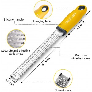 Professional Stainless Steel Lemon Zester & Grater - Premium Kitchen Tool for Cheese, Garlic, Ginger, Chocolate, Vegetables & Fruits | Dishwasher Safe