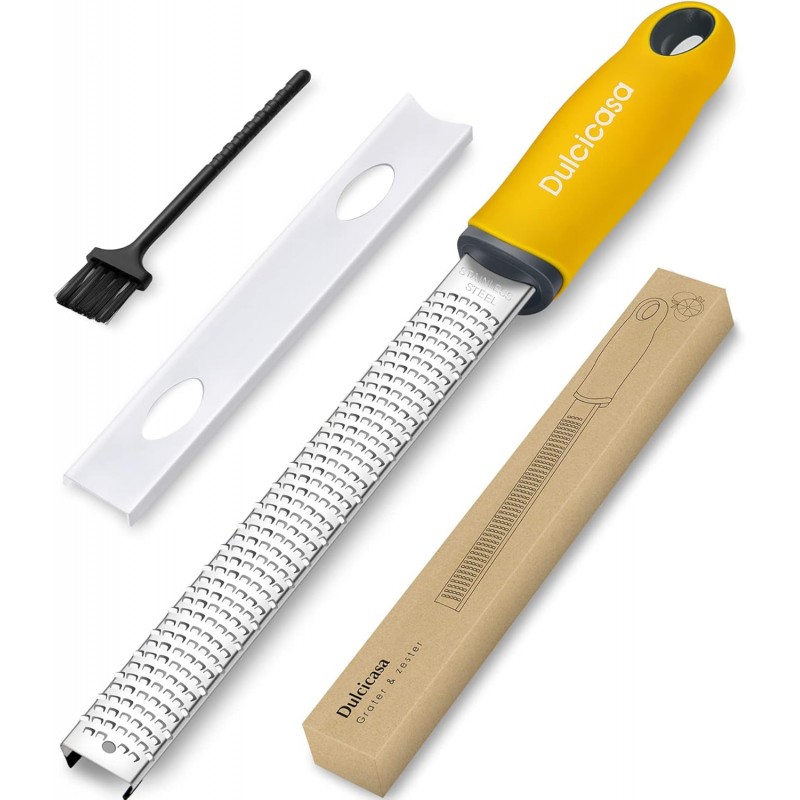 Professional Stainless Steel Lemon Zester & Grater - Premium Kitchen Tool for Cheese, Garlic, Ginger, Chocolate, Vegetables & Fruits | Dishwasher Safe
