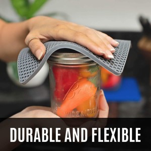 BPA-Free Soft Silicone 4 Piece Oven Mitts & Trivets Set - Ultra Heat Resistant Oven Mitts with Thick Cotton Liner - Long Slip Resistant Pot Holders, Flexible Oven Gloves - Navy