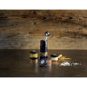 Kuhn Rikon Essential Adjustable Ratchet Grinder with Ceramic Mechanism for Salt, Pepper and Spices, 8 x 2.5 inches, Black