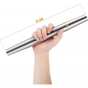 Smooth Stainless Steel Rolling Pin for Baking Fondant, Pizza, Pie, Pastry, Pasta, Dough, Cookies (12.8in)