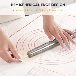 Smooth Stainless Steel Rolling Pin for Baking Fondant, Pizza, Pie, Pastry, Pasta, Dough, Cookies (12.8in)