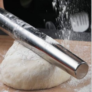 Smooth Stainless Steel Rolling Pin for Baking Fondant, Pizza, Pie, Pastry, Pasta, Dough, Cookies (12.8in)