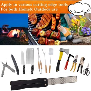 2 Pcs 400/600 Grit Portable Handheld Double Sided Sharpener Pocket Diamond Knife Sharpening Stone for Kitchen, Garden, Outdoor tools Fine/Coarse Grinding （Black/Orange）