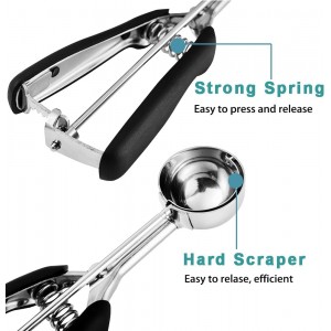 Large Cookie Scoop, Cookie Dough Scoop, 3 Tablespoons/ 45 ml/ 1.5 oz, Spring-Loaded Ice Cream Scoop, 18/8 Stainless Steel, Comfortable Grip