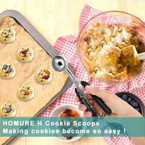 Large Cookie Scoop, Cookie Dough Scoop, 3 Tablespoons/ 45 ml/ 1.5 oz, Spring-Loaded Ice Cream Scoop, 18/8 Stainless Steel, Comfortable Grip