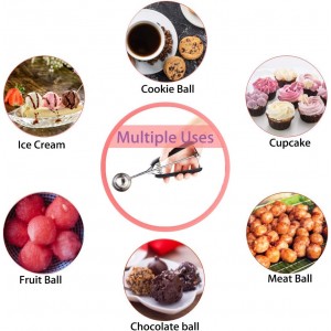 Large Cookie Scoop, Cookie Dough Scoop, 3 Tablespoons/ 45 ml/ 1.5 oz, Spring-Loaded Ice Cream Scoop, 18/8 Stainless Steel, Comfortable Grip