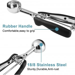 Cookie Scoop Set, Include 1 Tbsp/2 Tbsp/3 Tbsp, Cookie Dough Scoop, Cookie Scoops for Baking Set of 3, 18/8 Stainless Steel, Good Grip, Non-Slip, For Cookies Cupcake Muffin Ice Cream waffle