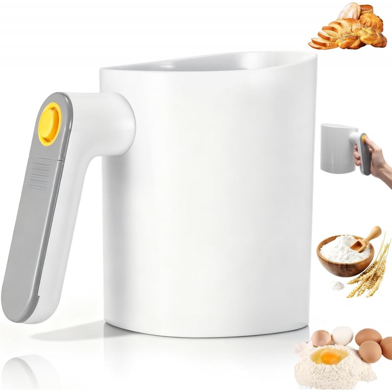Battery Operated Electric Flour Sifter for Baking, Handheld Sifter with Ergonomic Handle, Fine Stainless Steel Mesh, Easy-to-Clean Design for Pastry, Cookies, Bread
