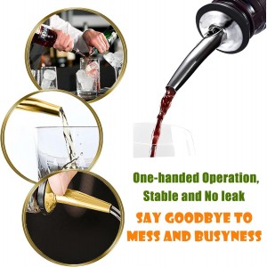 WAFJAMF 12 Pcs Liquor Pour Spouts Set, Stainless Steel Liquor Bottle Pourers with Rubber Dust Caps, for Pours Liquid, Olive Oil, Wine, Vinegar (Gold-12 Pack)