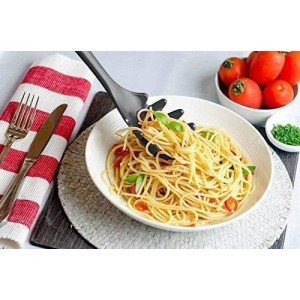 Spaghetti Spoon Pasta Fork,11Inch Silicone Pasta Fork,High Heat Resistant to 480°F, Hygienic One Piece Design, Spaghetti Strainer & Server Spoon Ideal for cooking(Black)