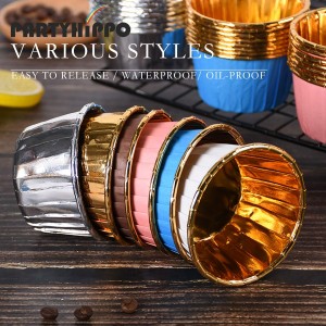 Party Hippo Gold Cupcake Baking Cups, 3.5 Oz 50 pcs Disposable Foil Muffin Liners, Aluminum Ramekin Holders