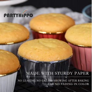 Party Hippo Gold Cupcake Baking Cups, 3.5 Oz 50 pcs Disposable Foil Muffin Liners, Aluminum Ramekin Holders