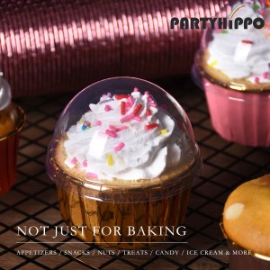 Party Hippo Gold Cupcake Baking Cups, 3.5 Oz 50 pcs Disposable Foil Muffin Liners, Aluminum Ramekin Holders