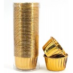 Party Hippo Gold Cupcake Baking Cups, 3.5 Oz 50 pcs Disposable Foil Muffin Liners, Aluminum Ramekin Holders
