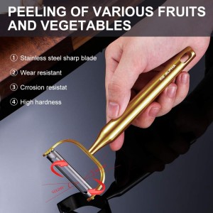 Potato, Vegetable, Apple Peelers for kitchen, Fruit, Carrot, Veggie, Potatoes Peeler, Y-Shaped Stainless Steel Peelers, with Ergonomic Non-Slip Handle & Sharp Blade, Good Durable KG ALPHA Golden