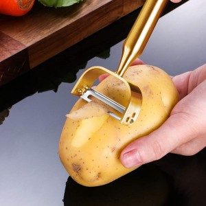 Potato, Vegetable, Apple Peelers for kitchen, Fruit, Carrot, Veggie, Potatoes Peeler, Y-Shaped Stainless Steel Peelers, with Ergonomic Non-Slip Handle & Sharp Blade, Good Durable KG ALPHA Golden