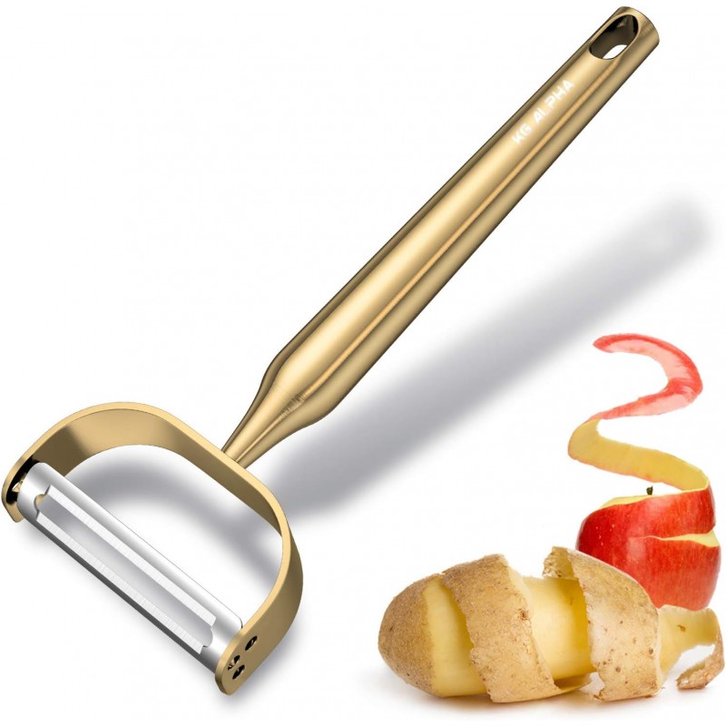 Potato, Vegetable, Apple Peelers for kitchen, Fruit, Carrot, Veggie, Potatoes Peeler, Y-Shaped Stainless Steel Peelers, with Ergonomic Non-Slip Handle & Sharp Blade, Good Durable KG ALPHA Golden