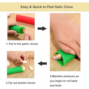 2 Set Silicone Garlic Peeler Easy Roller Tube Useful Garlic Odorfree Kitchen Tool (Black,Clear)