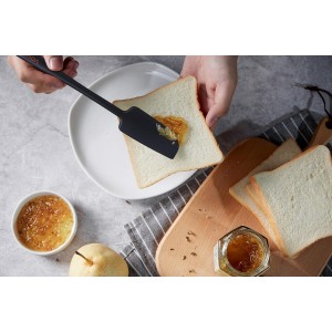 Silicone Jar Spatula, Small Rubber Scraper, Spatulas Silicone Heat Resistant, Seamless,Non StIck Cookware 11.2 Inch, Black.