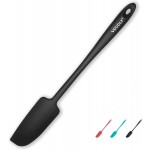 Silicone Jar Spatula, Small Rubber Scraper, Spatulas Silicone Heat Resistant, Seamless,Non StIck Cookware 11.2 Inch, Black.