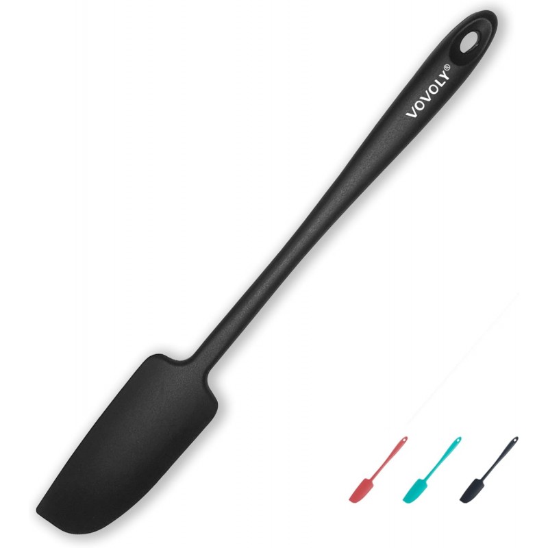Silicone Jar Spatula, Small Rubber Scraper, Spatulas Silicone Heat Resistant, Seamless,Non StIck Cookware 11.2 Inch, Black.