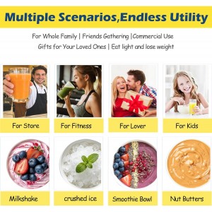 CRANDDI Commercial Quiet Blender, 2200 Watt Professional Countertop Blender with 80oz Pitcher, Built-in Pulse & 15-speeds Control, Smoothie Blender for Commercial and Home, K90 Black