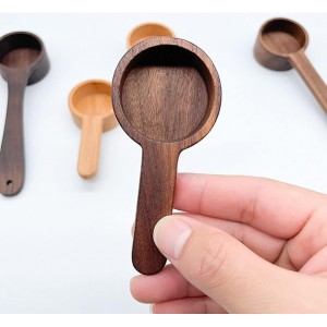Coffee Spoons, ablespoon Scoop, Coffee Ground Spoon, Measuring for Ground Beans or tea, Soup Cooking Mixing Stirrer Kitchen Tools Utensils, 1 Wooden Tea Scoop (Walnut Wooden 3.86 in）