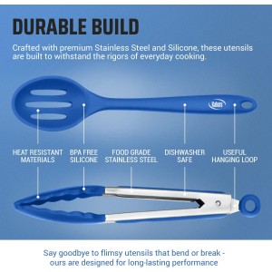 Kaluns Silicone Kitchen Utensils Set 24 Pcs Cooking Utensils Set - Can Opener, Masher, Turner, Spatula 446°F Heat Resistant Non-Stick - Premium Silicone and Stainless Steel Utensil Set