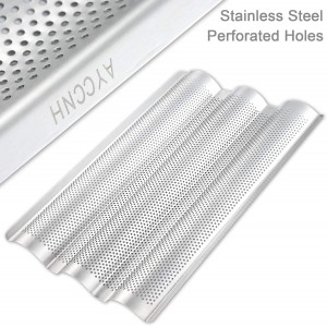 Stainless Steel French Baguette Bread Pan, Perforated Loaf Pans for Baking 15