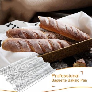 Stainless Steel French Baguette Bread Pan, Perforated Loaf Pans for Baking 15