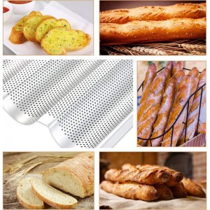 Stainless Steel French Baguette Bread Pan, Perforated Loaf Pans for Baking 15