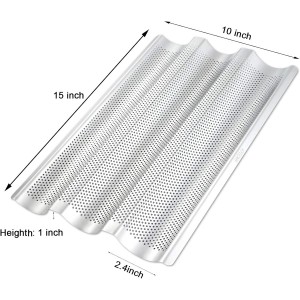 Stainless Steel French Baguette Bread Pan, Perforated Loaf Pans for Baking 15