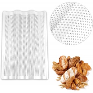 Stainless Steel French Baguette Bread Pan, Perforated Loaf Pans for Baking 15