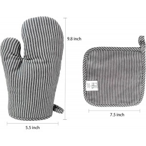 4Pcs Oven Mitts and Pot Holders, Heat Resistant Oven Mitts Set with Pothholder,Heat Resistant Microwave Gloves Safe for Baking,Cooking, BBQ