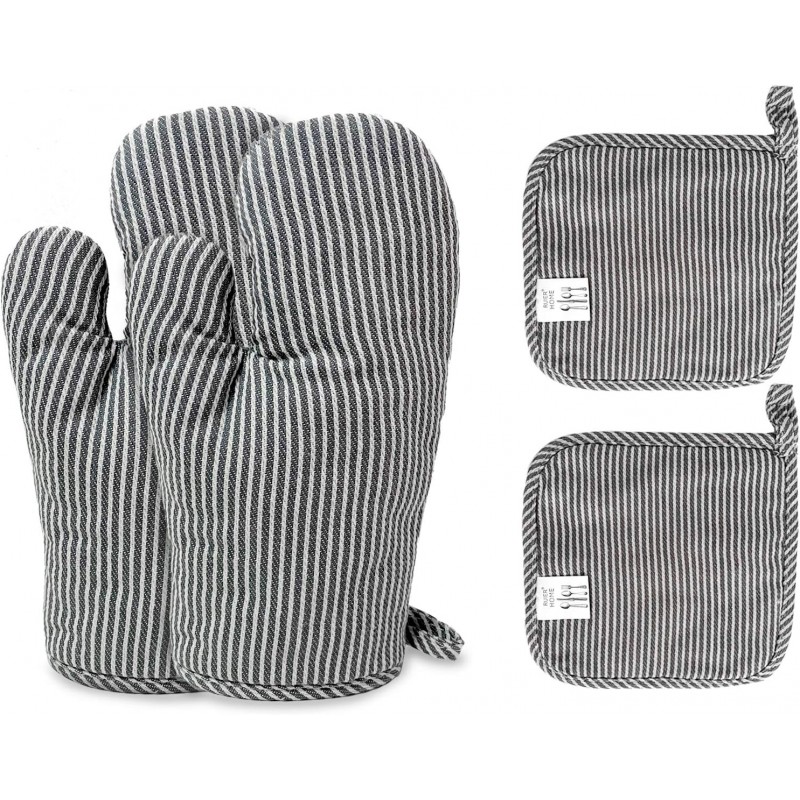 4Pcs Oven Mitts and Pot Holders, Heat Resistant Oven Mitts Set with Pothholder,Heat Resistant Microwave Gloves Safe for Baking,Cooking, BBQ