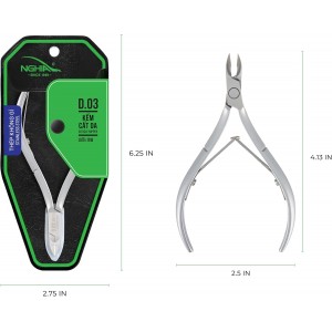 NGHIA Cuticle Nipper - D-03 JAW 14 | Stainless Steel | Durable and Sharp | Ergonomic Design | Grey Plated | Ideal for Salons and Home Use