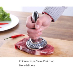 Dual Sided Meat Tenderizer Marinating Prep Tool,Manual Hammer Mallet Tool for Steak,Reversible Stainless Steel Base (Dual Sided Tenderizer)