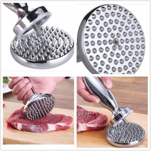 Dual Sided Meat Tenderizer Marinating Prep Tool,Manual Hammer Mallet Tool for Steak,Reversible Stainless Steel Base (Dual Sided Tenderizer)