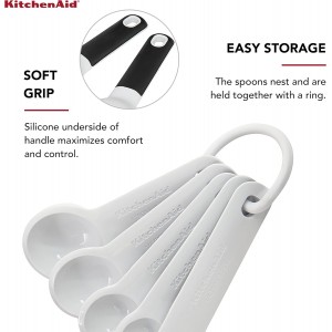 Plastic Measuring Spoons, Set Of 5, White