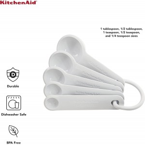 Plastic Measuring Spoons, Set Of 5, White