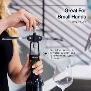 HiCoup Wine Opener - Wing Corkscrew Beer and Wine Bottle Opener w/Winged Grip - Easy to Use Cork Remover