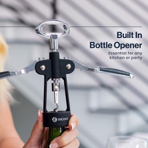 HiCoup Wine Opener - Wing Corkscrew Beer and Wine Bottle Opener w/Winged Grip - Easy to Use Cork Remover